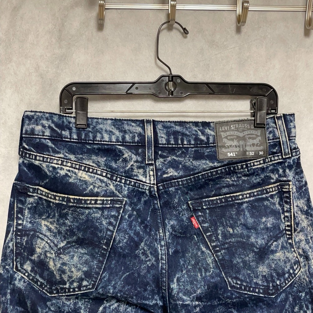 Levi's 541 Jeans Men 32x30 Blue Beige Tie Dye Athletic Taper Denim Acid Wash